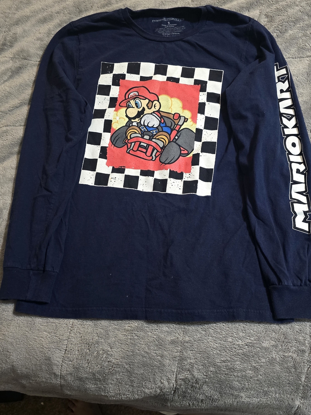 Navy Long-Sleeve Kids Tee with Sleeve Logo